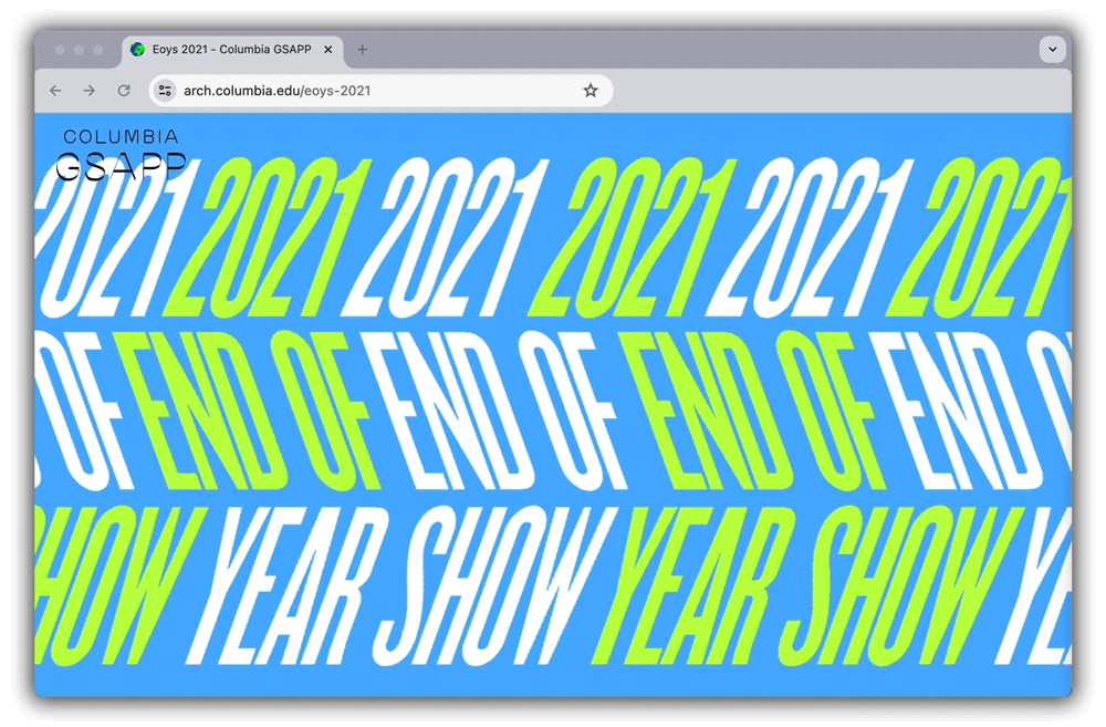 2021 End of Year Show website